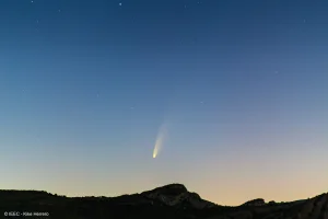 A comet passing through the sky